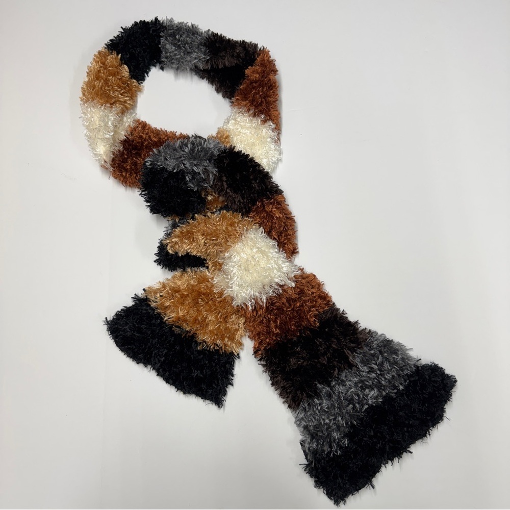 Cozy Plush Multi-Color Fuzzy Scarf — Black, Brown, Gray, Cream